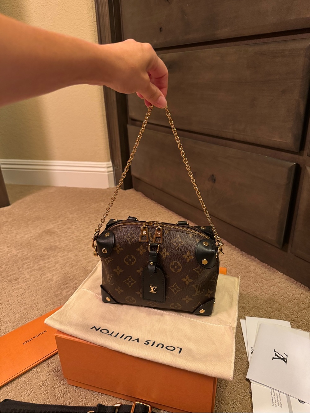 Louis Vuitton Monogram Petite Malle Souple Brown & Black (Gold Hardware) - Picture 3 of 15